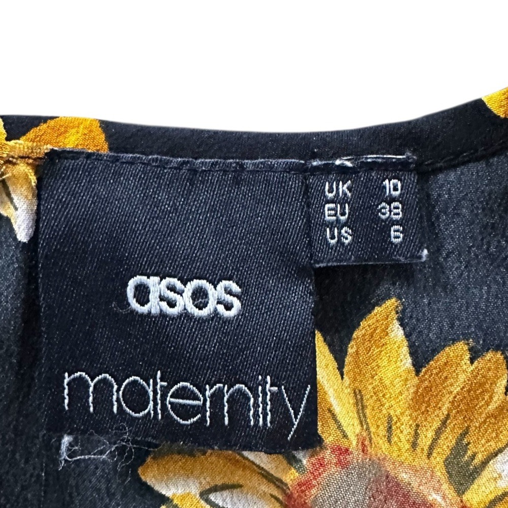 ASOS Maternity Black Sunflower Mini Dress - Picture 5 of 10